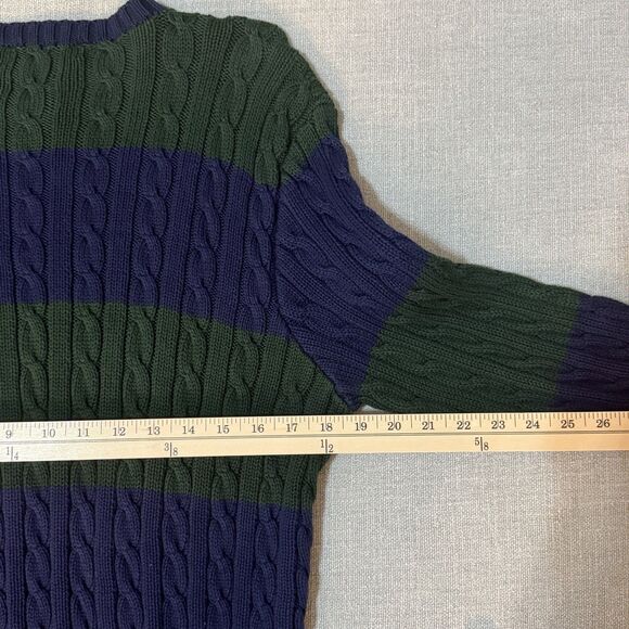 Polo Ralph Lauren Sweater Mens Large Blue Green Cable Knit Crewneck 90's Y2k - Picture 6 of 8